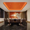 Luxurious Private Dining Room With Modern Lighting And Elegant Decor 3d model