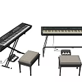 High Quality Electronic Music Instruments with Keyboards Stools and Stands 3d model