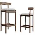 Two Modern Wooden Bar Stools With Padded Seats And Minimalist Design