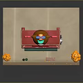 Cartoon Scene With Teddy Small Shop Bear Head Roof Heart Decorations And Autumn Orange Trees