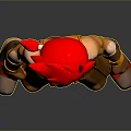 3D Cartoon Character With Red Hair Orange Tank Top Brown Pants And Wrist Guards