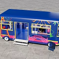 Colorful Blue 2023 Mobile Vending Truck Featuring Drink Shelves Sales Window And Decorative Bridge