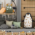 Kids Sports Equipment in Playroom with Toy Shelves and Stuffed Animals
