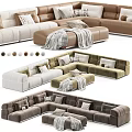 Comfortable Modern Sectional Sofa in Various Colors with Cushions and Ottoman