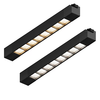 Modern Black Long Strip Downlights and Spotlights With Multiple Lamps Design 3d model