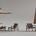 Outdoor tables and chairs umbrellas 3d model