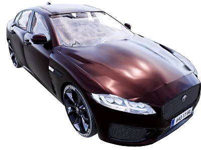 Dark Brown Jaguar Car With Sleek Body Distinctive Grille Sharp Headlights And Black Alloy Wheels 3d model