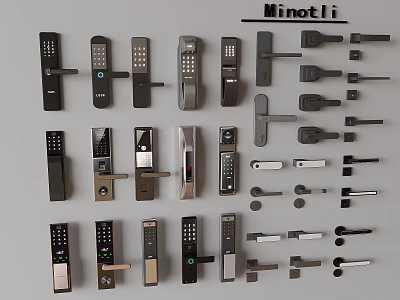 Smart electronic lock fingerprint lock door handle door lock password lock 3d model