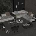 Minotti Modern Sofa Coffee Table Combination Corner Sofa Multi-Person Sofa Leather Sofa Coffee Table 3d model
