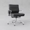 Modern Black Leather Office Chair With Silver Metal Arms And Swivel Wheels