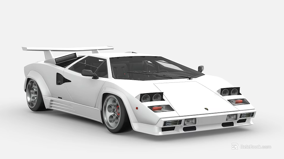 White High Performance Sports Car With Aerodynamic Body And Spoiler 3d model 
