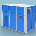 Blue And White Industrial Equipment With Multiple Doors Control Panel And Ventilation Grill
