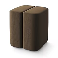 Modern Pair of Upholstered Stools in Beige and Brown Fabric Design