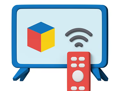 Smart Machine Smart TV Featuring Colorful Cube Wi-Fi Connectivity And Remote Control 3d model