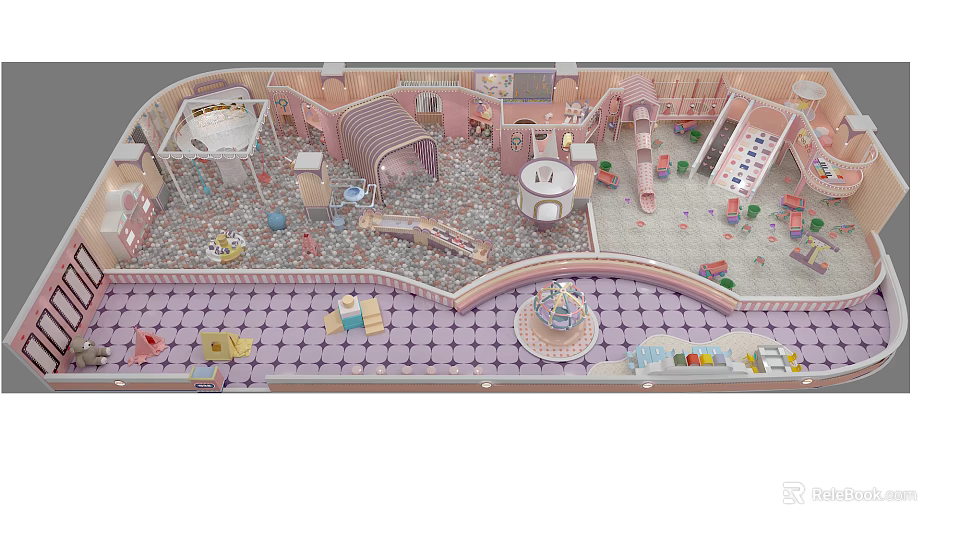 Colorful Indoor Playground With Slides Climbing Structures And Kids Activity Zones 3d model 