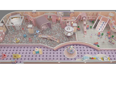 Colorful Indoor Playground With Slides Climbing Structures And Kids Activity Zones 3d model