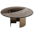 Modern Round Dining Table With Sleek Glass Top And Black Metal Base Design