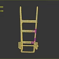 Blue Metal Step Ladder With Wheels And Rustic Industrial Design Elements 3d model