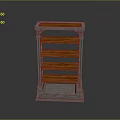 Modern Wooden And Metal Storage Shelf Unit With Four Tiers And Grille Base