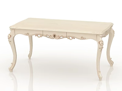 Elegant Light Colored Dining Table With Carved Details And Decorative Legs In Classic Design 3d model