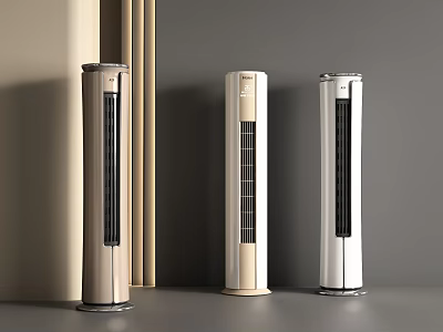 Sleek Tower Air Cooler Fans in Gold Beige Silver for Modern Home Decor 3d model