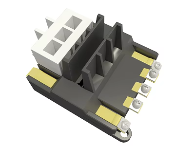 Industrial Electrical Module With Black Housing White Interface Gold Terminals And Silver Screws 3d model