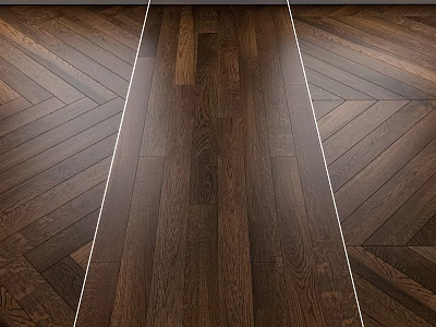 Dark Oak Wooden Flooring With Herringbone And Straight Plank Patterns In Interior Design 3d model