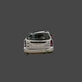 White Abandoned Car With Damaged Roof Broken Body And Debris Inside