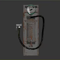 Old Rusty Foot Pump with Metal Pedal Pressure Gauge and Hose