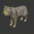 Detailed Fluffy Gray Cat Standing With Alert Expression In Realistic 3D Rendering