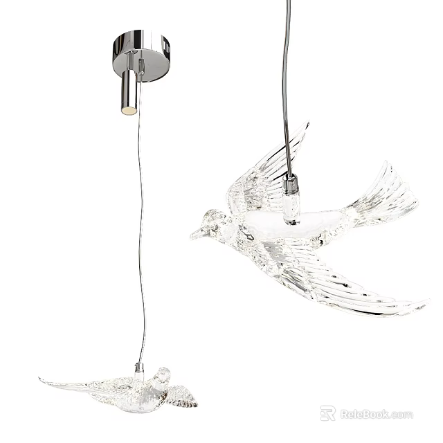 Unique Shaped Crystal Chandelier With Bird Inspired Design And Modern Style 3d model 