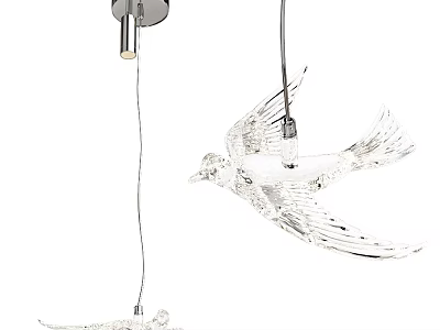 Unique Shaped Crystal Chandelier With Bird Inspired Design And Modern Style 3d model