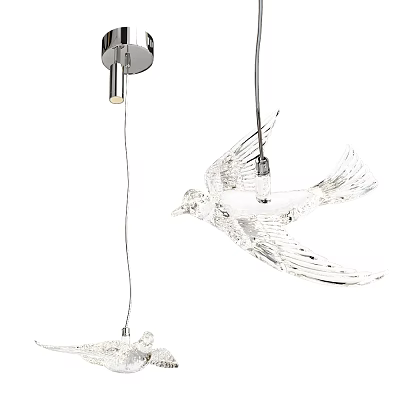 Unique Shaped Crystal Chandelier With Bird Inspired Design And Modern Style 3d model
