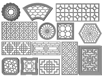 New Chinese Style Stonework Flower Window 3d model