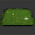Playful Cartoon Scene With Lush Green Leaf Covered Object And Adorable Yellow Flowers