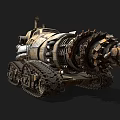 Industrial Tracked Drill Machine With Large Metal Drill Bit And Caterpillar Tracks