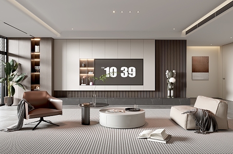 Home Living Room TV Background Wall Simple Living Room Coffee Table Combination Sofa TV Cabinet Minimalist Living Room 3d model