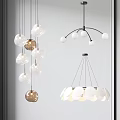 Modern Glass Ball And Petal Shaped Chandeliers With Metal Suspension Frames