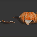 Peeled Tangerine With Exposed Flesh And Surrounding Peel On Black Background