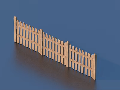 Wooden Garden Decor Fence With Pointed Top Design For Outdoor Landscaping Use 3d model