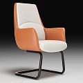 Modern Office Chair With White And Orange Design High Back Armrests Metal Base Swivel Wheels