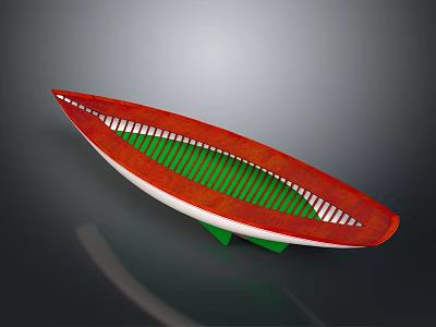 Red And Green Water Transport Boat With Unique Grille Structure And Modern Design Features 3d model