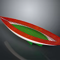 Red And Green Water Transport Boat With Unique Grille Structure And Modern Design Features