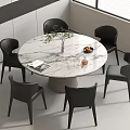 Dining Table and Chair Combination Dining Chair Dining Table Round Dining Table 3d model