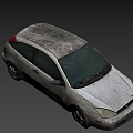 Wreckage of abandoned hatchback 3d model