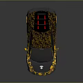 Yellow and Black Camouflage Super Sports Car With Red Roof Lights And Yellow Wheels