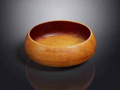 Natural Wooden Dinnerware Set Featuring Handcrafted Bowl for Home Dining Use 3d model