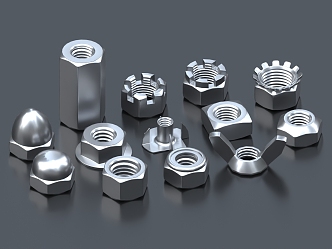 nut screw nut bolt hardware screw 3d model