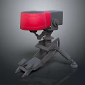Mechanical Weapon With Red Top Component And Tripod Stand Base Structure