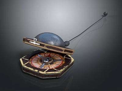 Vintage Octagonal Compass with Wooden Frame Open Metal Dome and Pointer Scale 3d model